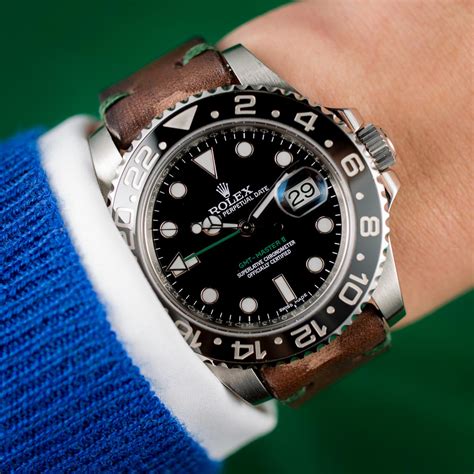 rolex gmt 2 leather strap|bob's Rolex leather straps.